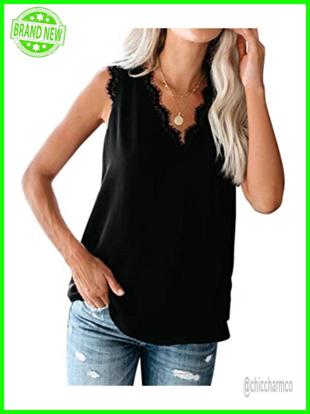 Lime Flare Sexy Summer Lace Trim Sleeveless Cami Tank Top Dressy Camisole